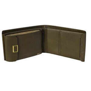 Swank Vintage Green Brown English Coach-Hide Men's Bifold Wallet Fold Out